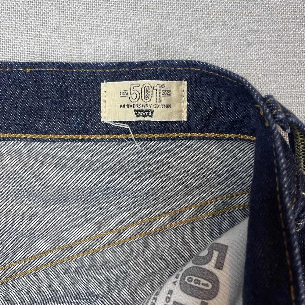Levis 501 Jeans Men 26x30 Raw Indigo Selvedge Denim 150th Anniversary Button Fly